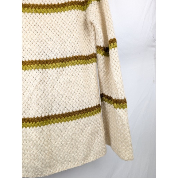 Vtg Mohair Striped Knit Button Cream Cardigan Sweater L Preppy Cottagecore Boho - Picture 9 of 10